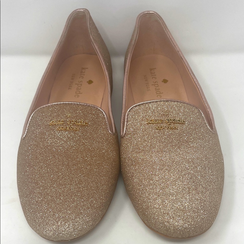 Kate Spade Gold Glitter Loafers Size 6